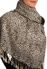 Small Leopard On White Pashmina Feel With Tassels