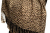 Small Black Leopard On Cappuccino Pashmina Feel With Tassels