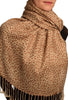 Small Brown Leopard On Cappuccino Pashmina Feel With Tassels