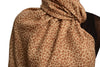 Small Brown Leopard On Cappuccino Pashmina Feel With Tassels