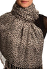 Small Leopard On Grey Pashmina Feel With Tassels