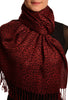Small Leopard On Burgundy Pashmina Feel With Tassels