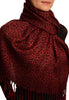 Small Leopard On Burgundy Pashmina Feel With Tassels