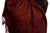 Small Leopard On Burgundy Pashmina Feel With Tassels