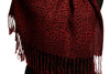 Small Leopard On Burgundy Pashmina Feel With Tassels