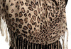 Cappuccino Diagonal Leopard On White Pashmina Feel With Tassels