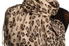 Cappuccino Diagonal Leopard On White Pashmina Feel With Tassels