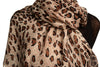 Brown Diagonal Leopard On White Pashmina Feel With Tassels