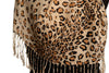 Mocha Diagonal Leopard On White Pashmina Feel With Tassels