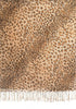 Mocha Diagonal Leopard On White Pashmina Feel With Tassels