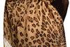 Brown Diagonal Leopard On Beige Pashmina Feel With Tassels