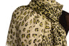 Green Diagonal Leopard On White Pashmina Feel With Tassels