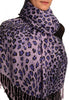 Purple Diagonal Leopard On Lilac Pashmina Feel With Tassels