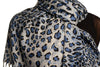 Blue Diagonal Leopard On White Pashmina Feel With Tassels