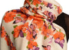 Bright Orange Butterflies & Flowers On White Pashmina Feel With Tassels