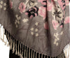 Grey Spring Flowers On White Pashmina Feel With Tassels