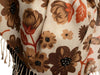 Brown Large Flowers On White Pashmina Feel With Tassels