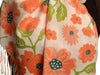 Orange Large Flowers On White Pashmina Feel With Tassels