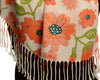 Orange Large Flowers On White Pashmina Feel With Tassels