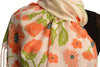 Orange Large Flowers On White Pashmina Feel With Tassels