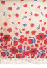 Red Large Flowers On White Pashmina Feel With Tassels