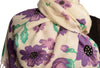 Purple Large Flowers On White Pashmina Feel With Tassels