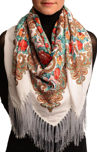 White "Tzarsky" Slavonic Russian Folk Style Shawl