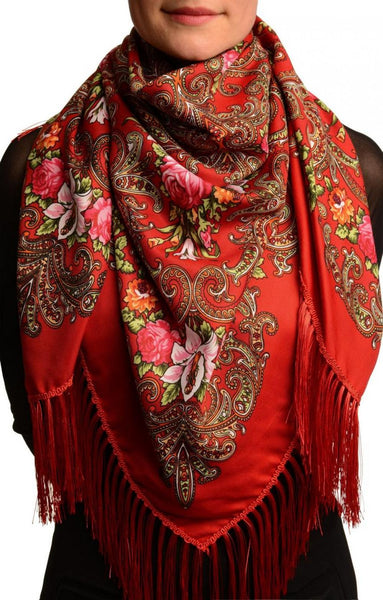 Coral "Tzarsky" Slavonic Russian Folk Style Shawl