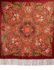 Red "Tzarsky" Slavonic Russian Folk Style Shawl