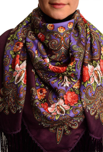 Purple "Tzarsky" Slavonic Russian Folk Style Shawl