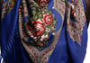 Blue "Plyaski" Slavonic Russian Folk Style Shawl