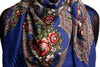 Blue "Plyaski" Slavonic Russian Folk Style Shawl
