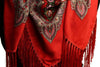 Red "Plyaski" Slavonic Russian Folk Style Shawl