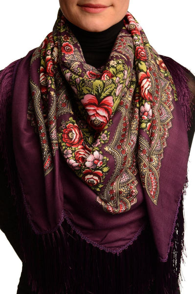 Purple "Plyaski" Slavonic Russian Folk Style Shawl