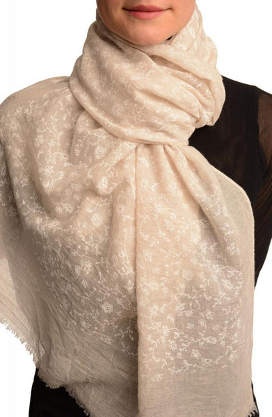 Printed Thyme Flowers On Beige Unisex Scarf