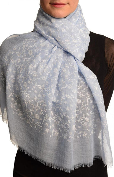 Printed Thyme Flowers On Blue Unisex Scarf