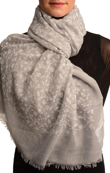 Printed Thyme Flowers On Grey Unisex Scarf