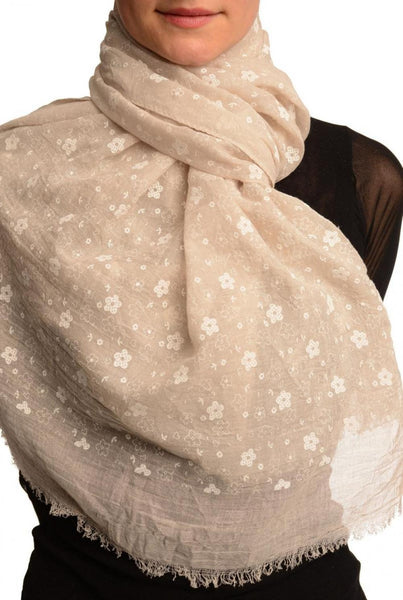 Printed Daisy Flowers On Beige Unisex Scarf