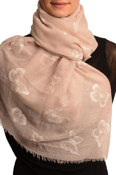 Printed Butterflies On Puce Pink Unisex Scarf