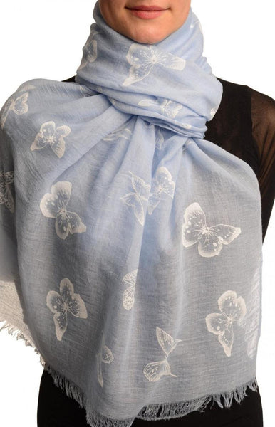 Printed Butterflies On Blue Unisex Scarf