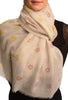 Printed Clover With Gold Lurex On Beige Unisex Scarf