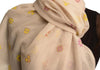 Printed Clover With Gold Lurex On Beige Unisex Scarf