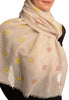 Printed Clover With Gold Lurex On Beige Unisex Scarf