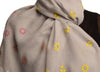 Printed Clover With Gold Lurex On Grey Unisex Scarf