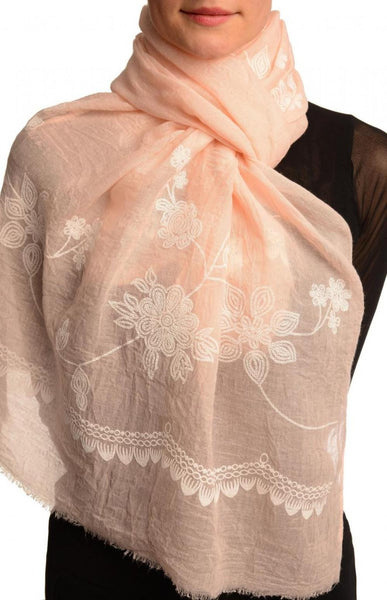 Printed Flowers & Lace On Pink Unisex Scarf