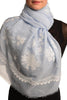 Printed Flowers & Lace On Blue Unisex Scarf