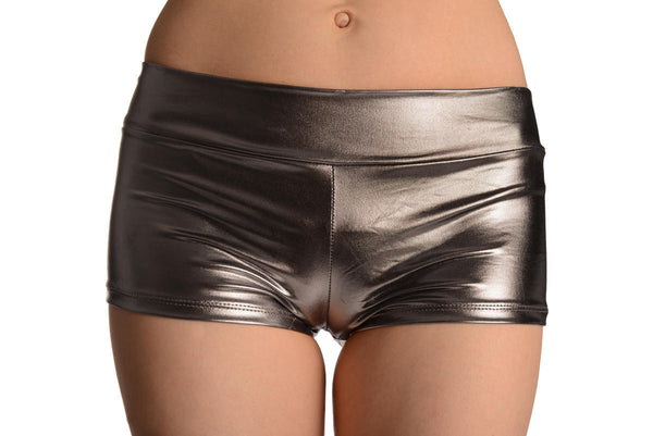 Silver Grey Faux Leather Shorts