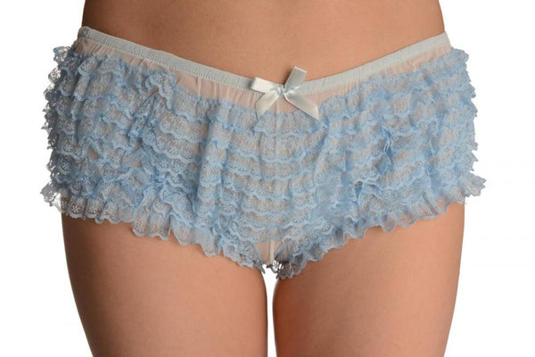 Baby Blue Multi Layers Women Frilly Ruffle Lace Panty Shorts