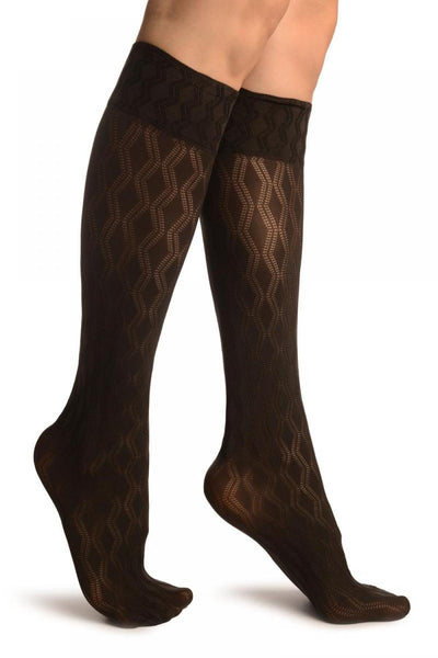 Dark Grey With Double Rhomb Socks Knee High