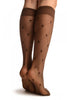 Brown With Woven Mesh & Clover Socks Knee High